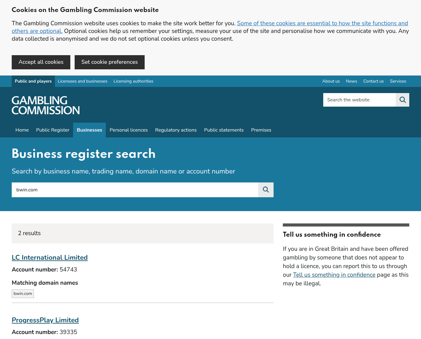 Vastlegging van het Britse vergunningrecord