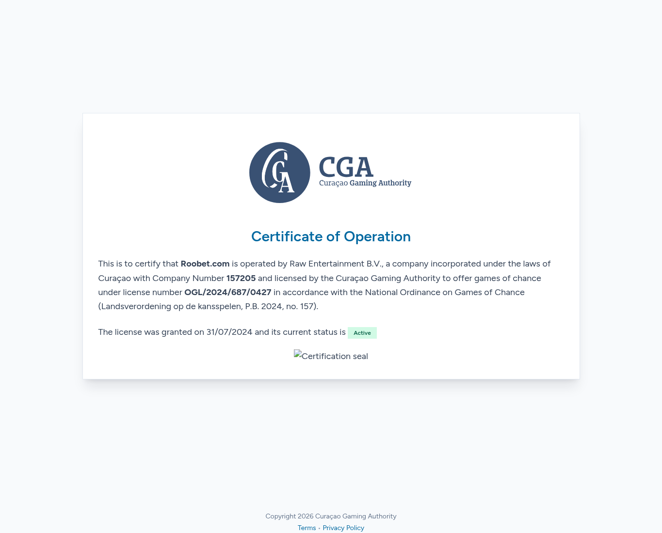 Vastlegging van het Curaçaose certificaat voor het exacte domein
