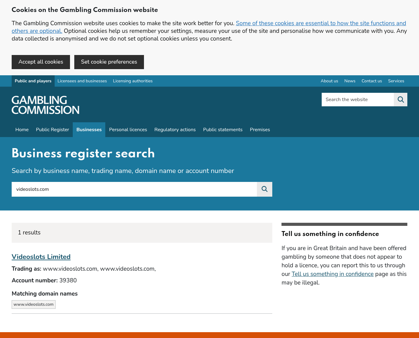 Buitenlandse registervermelding voor het exacte domein